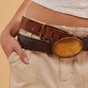 Free People Brown and Gold Belt